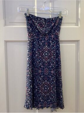 Mora Girls Navy Strapless Floral Medallion Mini Dress